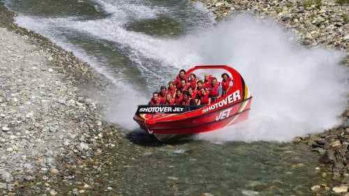 Exciting thunder jet boat adventure at the gushing waters of Shotover river canyons