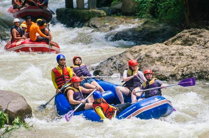 Exciting white water rafting adventure on Songprak River exposed to amazing views and vistas
