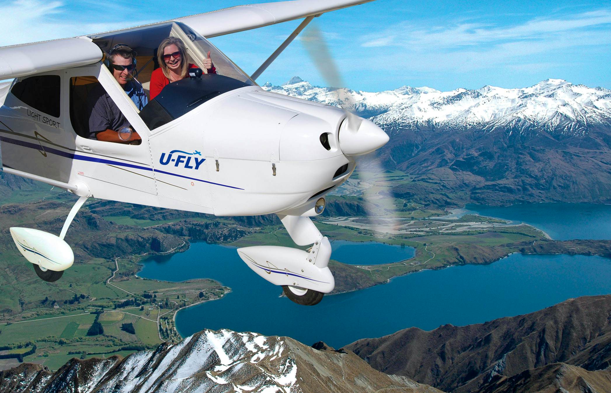 Exciting trial flight over Wanaka township and Lake Wanaka