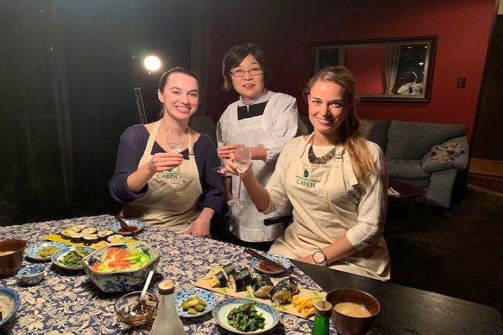 Kyoto Cooking & Rolled Sushi lesson for lunch, Dinner with Sake Tasting 